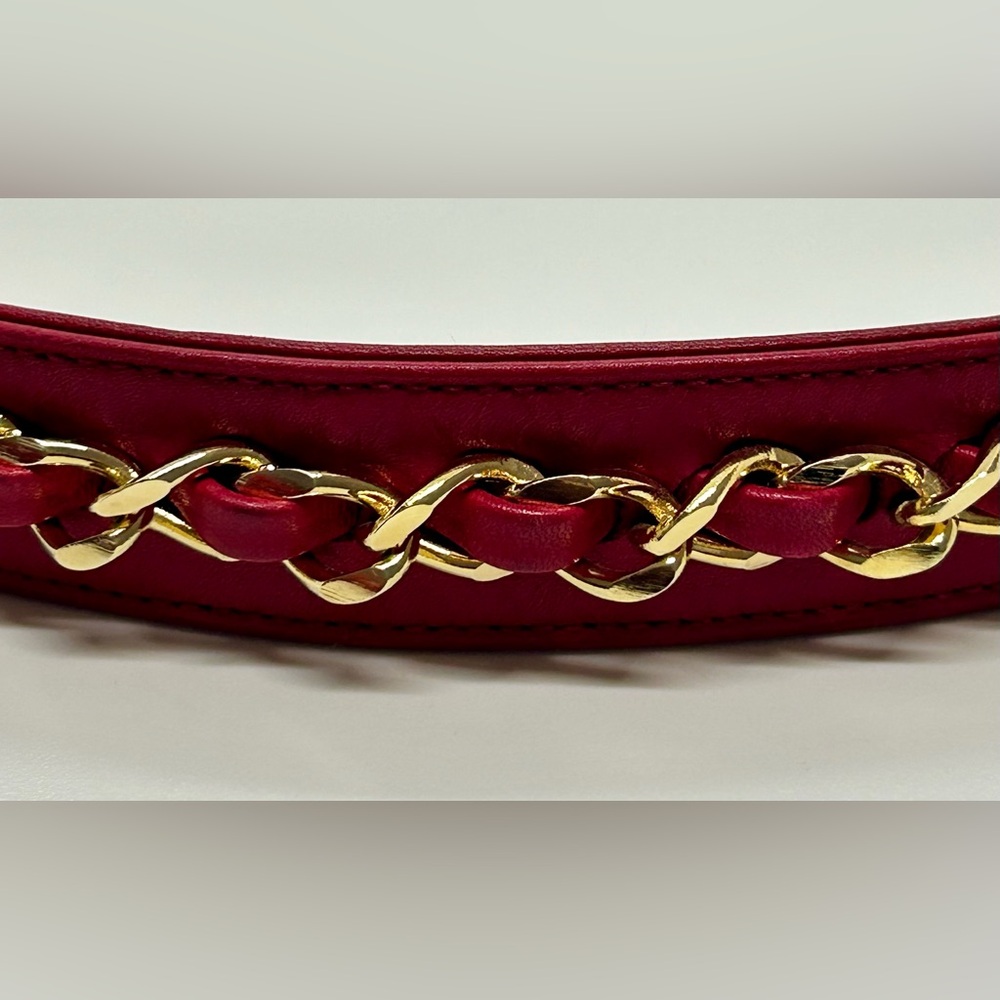 CHANEL Vintage Gold Chain Red Leather Belt NEW CONDITION - Picture 5 of 8